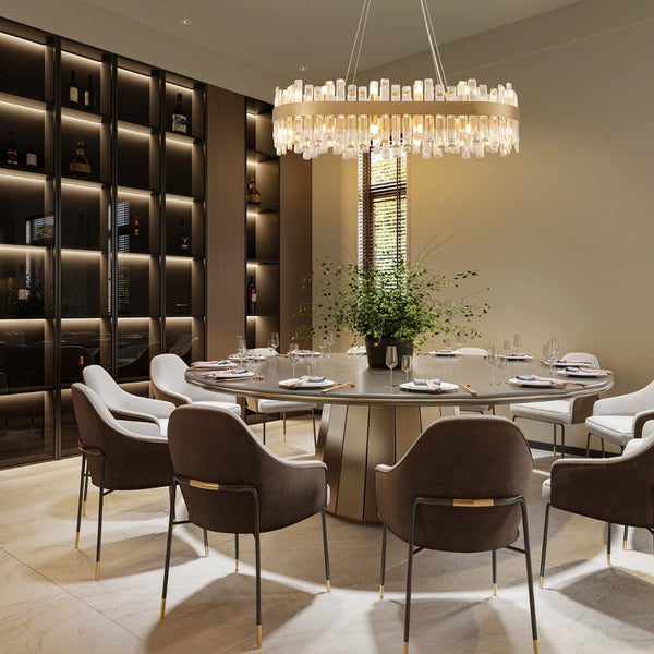 English Elm 36-Inch Modern Luxury Gold Crystal Chandelier with 24 Lights, Adjustable Height, Brass Frame, Elegant Centerpiece W2869P218651