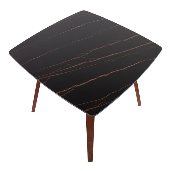 English Elm Dinette Square Marble Top Table with Walnut Bentwood Legs Seats Four Apartments B202P471542
