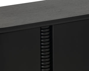 Sunpan Magnus Sideboard - Modern Black Oak Storage Solution With Soft-close Doors & Stylish Round Edges Black Wood 111952