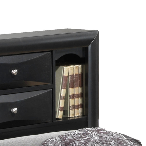 English Elm Modern Twin Storage Bed Black - Sleek Particle Board Frame, Built-In Drawers, Sturdy Durable Design for Compact Bedrooms B078S00167