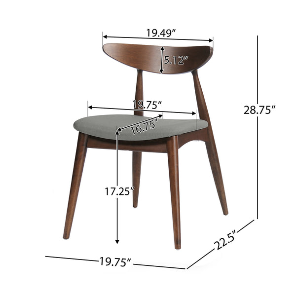 English Elm 5-piece Mid-century Rubberwood Dining Set with Upholstered Chairs for Small Spaces Light Gray,Walnut N759S003011D