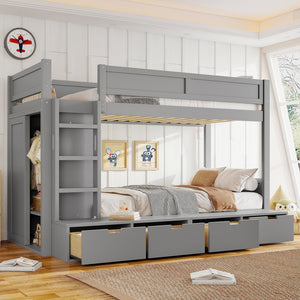 English Elm Twin Triple Bunk Bed Metal L-shaped Frame Sleeps Three Kids White Finish W1580S00474