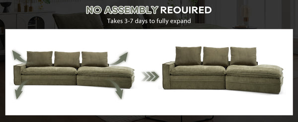 English Elm Modern Minimalist Modular Sectional Sofa - Stylish Cloud Couch With Right-Facing Chaise For Cozy Living W2959S00013