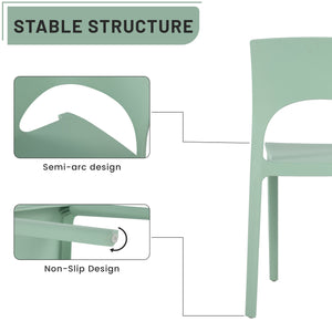 English Elm Summer Polypropylene Round Dining Set Stackable Chairs Uv Resistant Indoor Outdoor Patio Haze Green,White W3450S00026