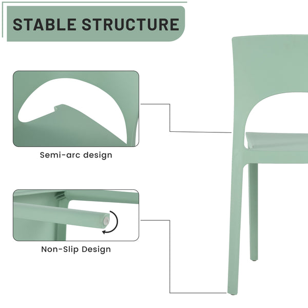 English Elm Summer Polypropylene Round Dining Set Stackable Chairs Uv Resistant Indoor Outdoor Patio Haze Green,White W3450S00026