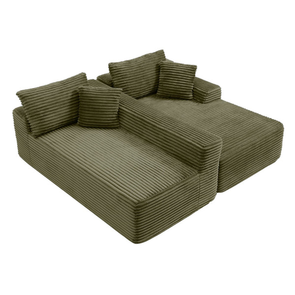 English Elm 105'' Modular Cloud Sectional Sofa Deep Seat Corduroy Upholstered L-shape Living Room W1117S00330