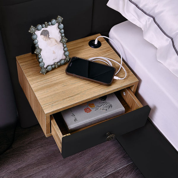 English Elm King Size Hydraulic Velvet Platform Bed With Usb, Reading Lamps & Storage Shelves For Modern Spaces W1413S00108