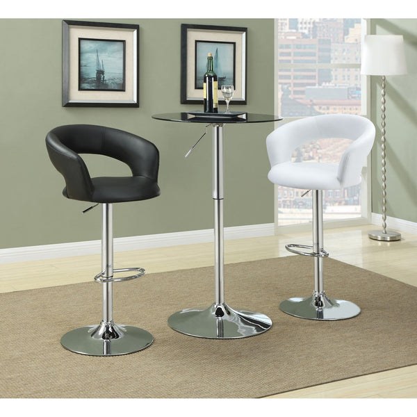 English Elm Porch White Faux Leather Adjustable Bar Stool with Chrome Base, Footrest & Durable Steel Frame B062P333417
