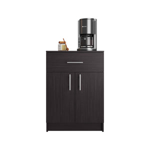 English Elm Pantry Black Wengue Organizer Cabinet 33" H with Drawer, 2 Shelves & Doors — Compact Eco-Friendly Storage B097P296809