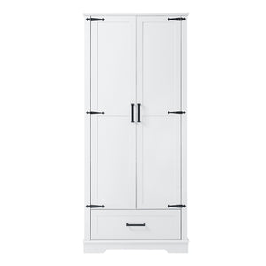 English Elm Tall Bathroom Storage Cabinet — Slim 72.64" White MDF Organizer with 2 Doors, Drawer, Adjustable Shelves, Anti-Tip WF326355AAK