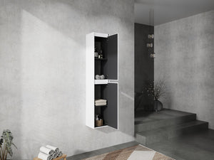 English Elm 12" Bathroom Side Cabinet - Sleek Wall-Mounted Design With Soft-Close Doors For Organized Storage W999S00278