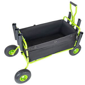 English Elm Fishing Beach Cart Collapsible Heavy Duty Wagon with All Terrain Wheels Rod Holders Green W2932P417637