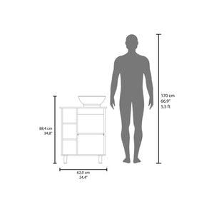 English Elm Vanity Compact White Engineered Wood Sink Cabinet with 1 Door, 5 Shelves, 4 Legs, Durable Storage B097P350311