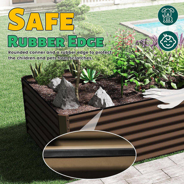 English Elm 8×4×1.5 Ft Galvanized Steel Raised Garden Bed Rust Proof Outdoor Metal Planter W1859P429566