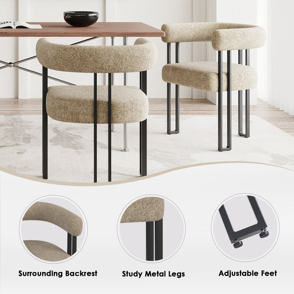 English Elm Counter Height Stools Set of 2 Mid-century Metal Legs Ergonomic Kitchen Island Seating Khaki T3623P432018