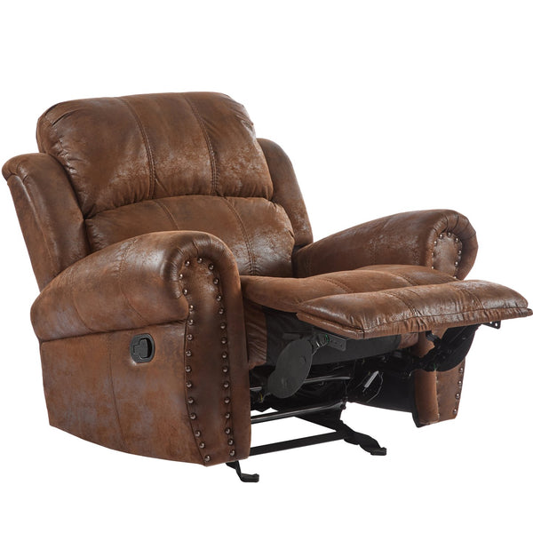 English Elm Christopher Knight Home® - 40.75" Wide Suede Manual Glider Recliner Chair with Rolled Arms, Microfiber Comfort & Infinite Positions Brown N763P264499D