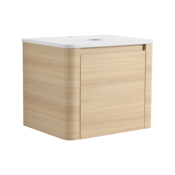 English Elm 24'' Wall-Mounted Bathroom Vanity with Soft-Close Door, Rounded Edges, Plywood Build, Space-Saving Design Ameican White Oak W999P348969
