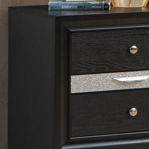 English Elm Madrid three-drawer nightstand with felt-lined top drawer, durable laminate wood grain finish and solid trim Black 29 L x 29 W x 19 H B078P286062