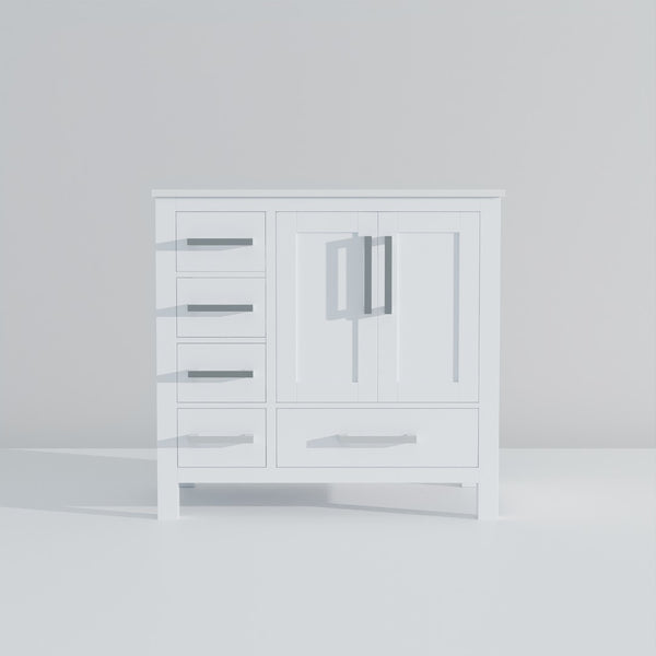 English Elm White Bath Vanity 36" W X 22" D With Cultured Marble Top – Sleek Storage & Soft-Close Convenience! B2731P259022-GIGA