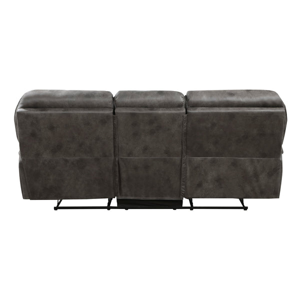 English Elm Plush Microfiber 3 Piece Reclining Sofa Set with Console Storage for Family Rooms Gray B011S01292