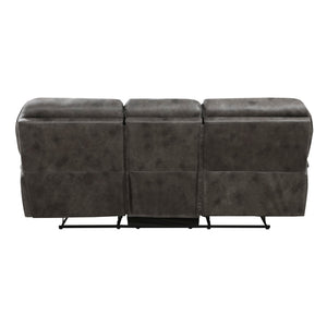English Elm Plush Microfiber Power Reclining Sofa with Usb Port and Solid Wood Frame Gray B011P230433