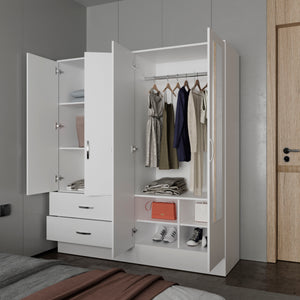 English Elm Bethel Slim Profile Wardrobe Armoire with Hanging Rods Open Shelves and Drawer B128S00203