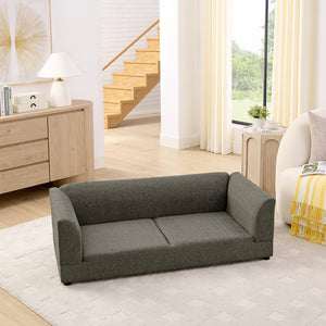 English Elm Comfortable Linen Upholstered Pet Sofa with Backrest and Armrests for Large Dogs Dark Gray W487P430320