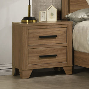 English Elm Transitional Walnut Nightstand Dovetail Drawers Matte Bar Pulls Bedroom Storage B2741P430423