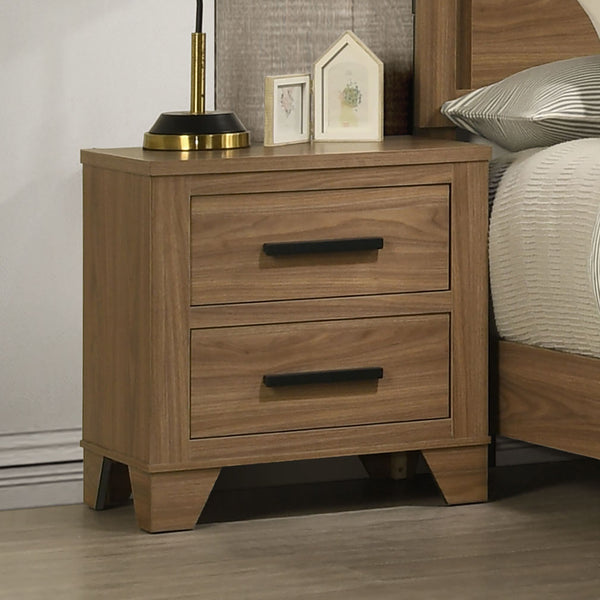 English Elm Transitional Walnut Nightstand Dovetail Drawers Matte Bar Pulls Bedroom Storage B2741P430423