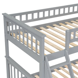 English Elm Twin Convertible Bunk Bed with Built-In Rolling Drawers and Solid Pine/MDF Frame, Space-Saving Durable Design Gray N7090004020E