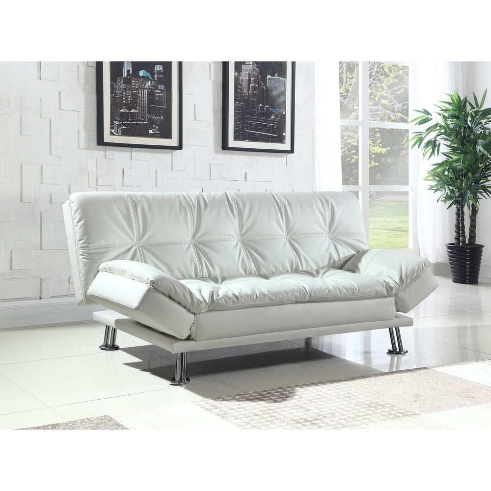 English Elm Kimpton Button Tufted Leatherette Sleeper Sofa with Foldable Backrest for Studio Living B062P441111