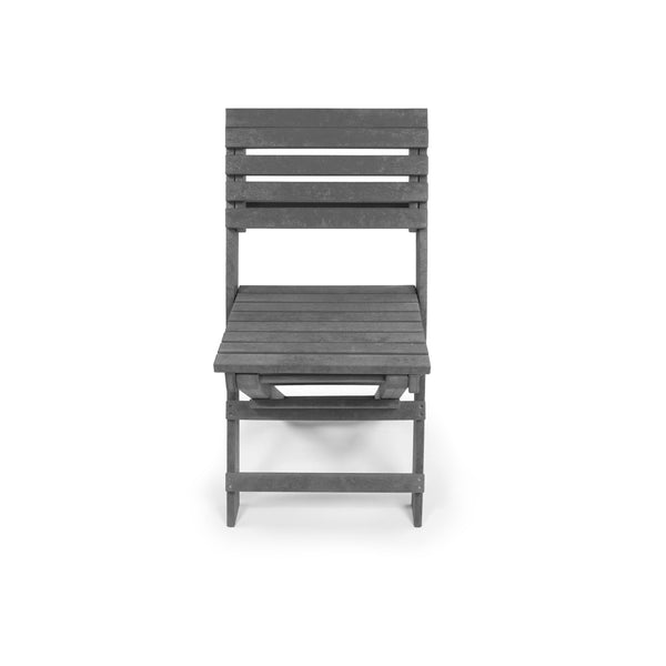 English Elm Coastal Bay Recycled Hdpe Folding Bistro Chair for Patio and Balcony Use Gray B2745P409663