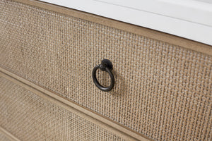 English Elm Hall Chest White Solid Wood & MDF with 3 Drawers, Felt Top, Cedar Bottom, Cane Fronts & Custom Hardware B2699P266940