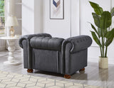 English Elm Classic Chesterfield Sofa Chair For Living Room Grey Faux Leather