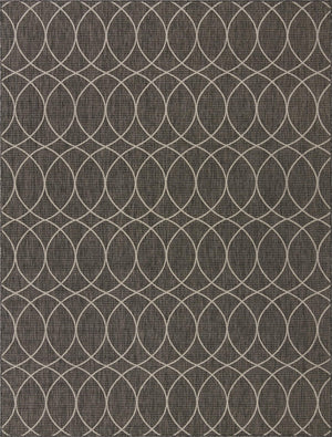 Unique Loom Outdoor Trellis Gitter Machine Made Trellis Rug Charcoal, Ivory 9' 0" x 12' 0"