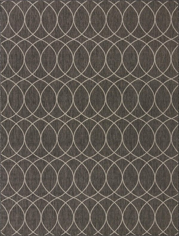 Unique Loom Outdoor Trellis Gitter Machine Made Trellis Rug Charcoal, Ivory 9' 0" x 12' 0"