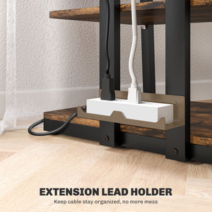 English Elm HOMCOM Compact TV Stand with Adjustable Shelves, Cable Management & Steel Frame for Small Rooms Rustic Brown W2225P229468