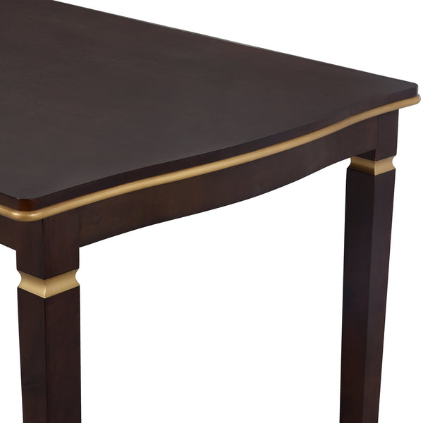 English Elm 6-Piece Kitchen Dining Set with 60" Rectangular Table, Tufted High-Back Chairs & Bench, Durable Wood Espresso N752S001080P