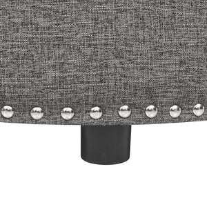 English Elm Tufted Linen Square Ottoman with Lift Top Storage Nailhead Trim Living Room Dark Gray B2748P481671