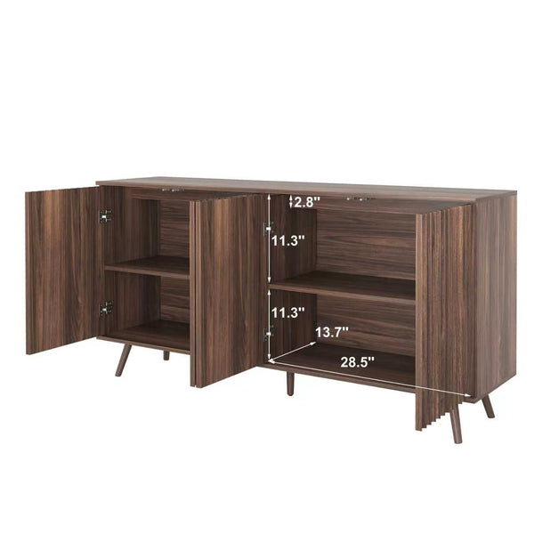English Elm Sideboard Walnut Credenza with Hexagonal Doors and Adjustable Shelves for Dining Areas W409P327406