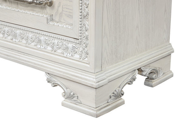 English Elm Traditional French Inspired Nightstand with Usb Charging Dovetail Drawers Creamy Finish B2741P435893