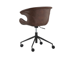 Sunpan Kash Swivel Office Chair - Retro Style with Faux Leather and Powder Coated Iron Legs for Comfort Hearthstone Brown