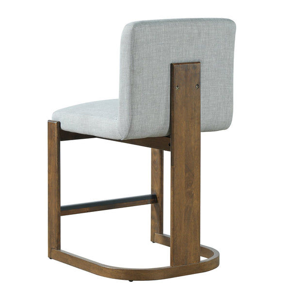 English Elm Modern Linen Upholstered Counter Stools Set of 2 with Rubberwood Legs for Kitchen Island Light Grey,Walnut N762P395711G
