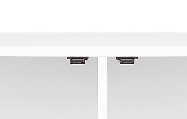 English Elm Gaines White High Gloss Accent Cabinet with Wave Design, Metal Legs, 4 Doors & Adjustable Shelves B2726P251796