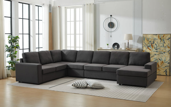 English Elm Large Modular L Shaped Sectional Sofa with Plush Cushions for Contemporary Living Rooms B2730S00053