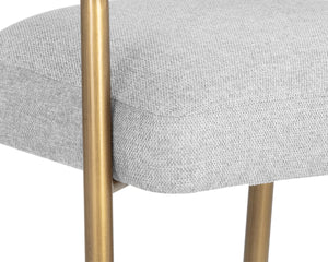 Sunpan MAESTRO Dining Armchair - Luxurious Belfast Heather Grey with Antique Brass Legs for Modern Elegance 107905