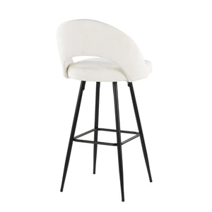 English Elm Fixed-height Metal Frame Barstools with Upholstered Seats and Geometric Footrest Set of 2 Black,Cream B202S01937