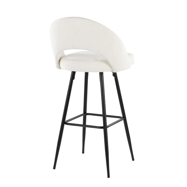 English Elm Fixed-height Metal Frame Barstools with Upholstered Seats and Geometric Footrest Set of 2 Black,Cream B202S01937