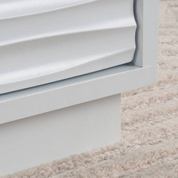 English Elm Coffee Coffee Table with Gold-Tone Accents and Two Drawers for Stylish Living Room Storage and Decor White B356P402588