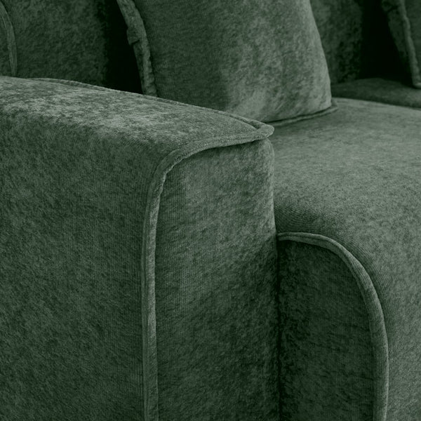 English Elm Streamlined Modular L-shaped Sectional Velvet Sofa with Ottoman and Tailored Piping Detail Green W3041S00369
